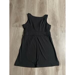 Eddie Bauer Black Sleeveless Dress, Ruched, V-Neck, Womens Petite Medium